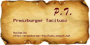 Preszburger Tacitusz névjegykártya